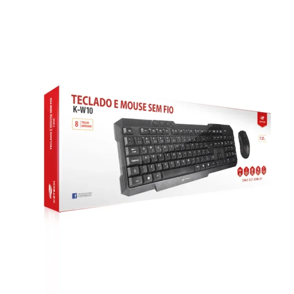 Kit Teclado + Mouse Sem Fio K-W10BK C3Tech - Image 4