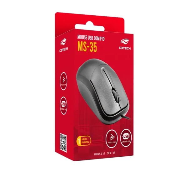 Mouse USB MS-35BK Preto C3Tech - Image 4