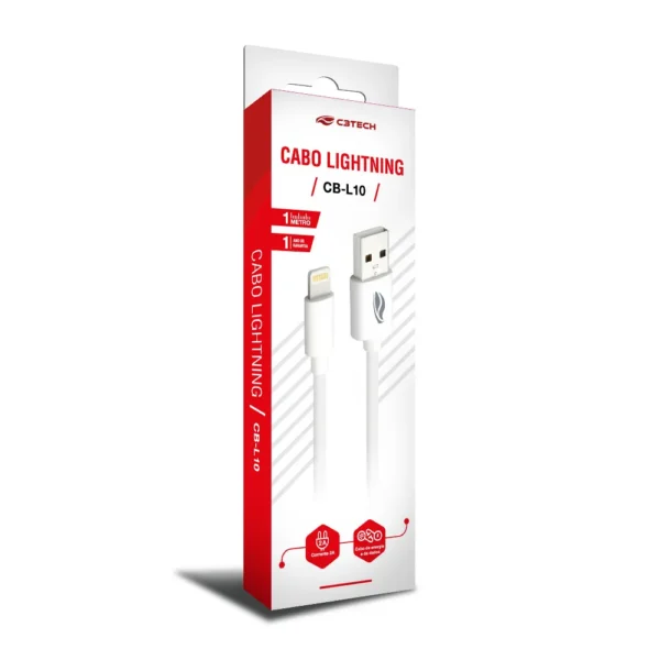 Cabo USB-Lightning 1Metro 2Ampers CB-L10WH C3Tech - Image 2